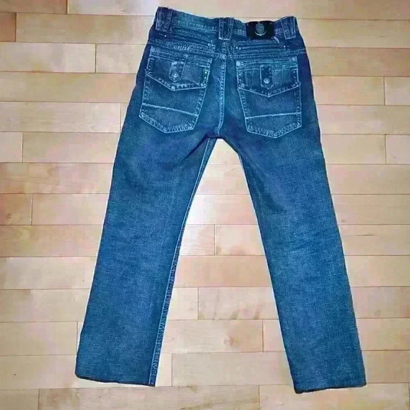 90s rocker Airstar high rise jeans with  metal hardware, big pockets & zippers - Picture 8 of 16